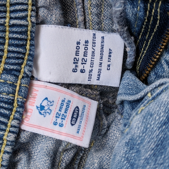 vintage old navy light wash straight leg denim jeans 6-12 months baby girl - Picture 5 of 9